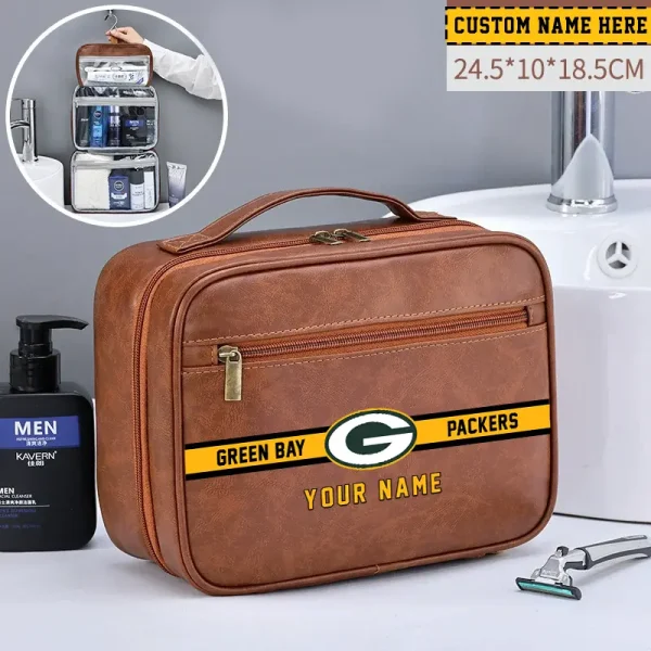 Green Bay Packers Leather Wash Bag Travel Business Trips 2025 SPTMLWBTBT044 - Image 3