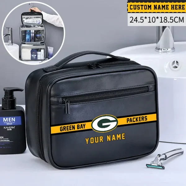 Green Bay Packers Leather Wash Bag Travel Business Trips 2025 SPTMLWBTBT044 - Image 5