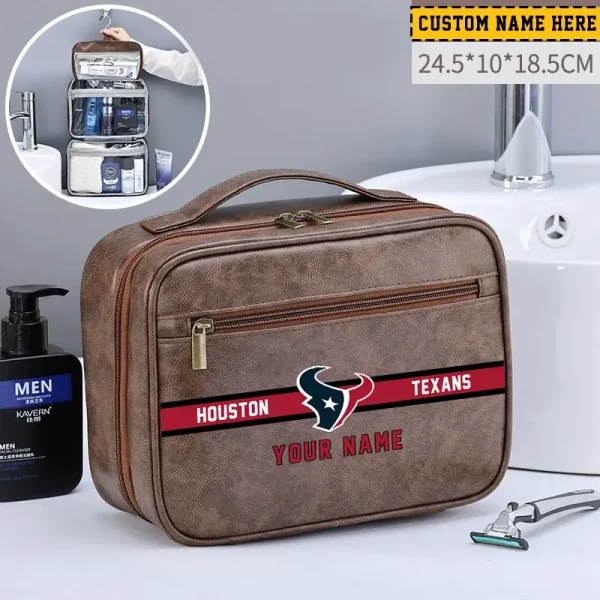 Houston Texans Leather Wash Bag Travel Business Trips 2025 SPTMLWBTBT045