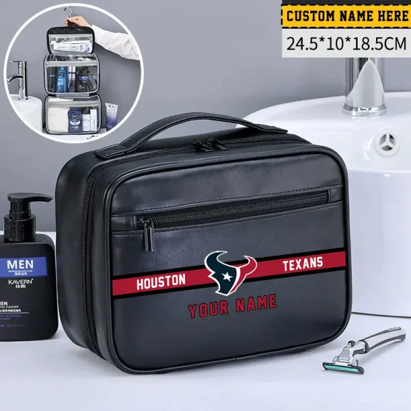 Houston Texans Leather Wash Bag Travel Business Trips 2025 SPTMLWBTBT045 - Image 2