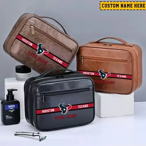 Houston Texans Leather Wash Bag Travel Business Trips 2025 SPTMLWBTBT045 - Image 4