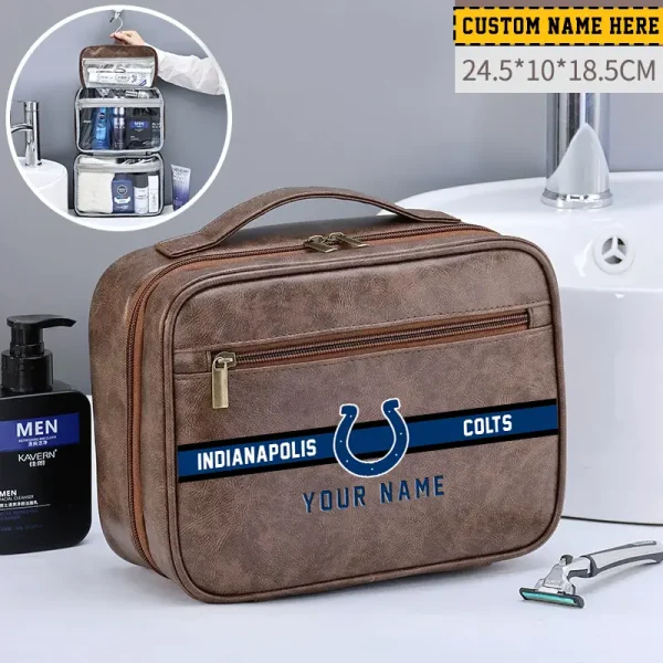 Indianapolis Colts Leather Wash Bag Travel Business Trips 2025 SPTMLWBTBT046