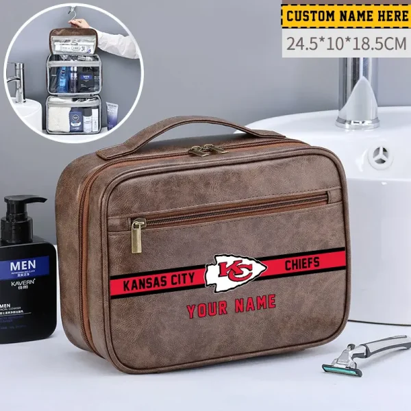 Kansas City Chiefs Leather Wash Bag Travel Business Trips 2025 SPTMLWBTBT048