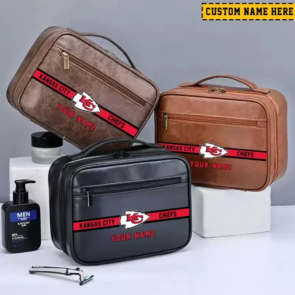 Kansas City Chiefs Leather Wash Bag Travel Business Trips 2025 SPTMLWBTBT048 - Image 2