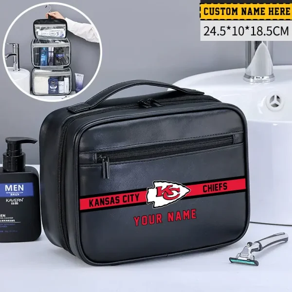 Kansas City Chiefs Leather Wash Bag Travel Business Trips 2025 SPTMLWBTBT048 - Image 4