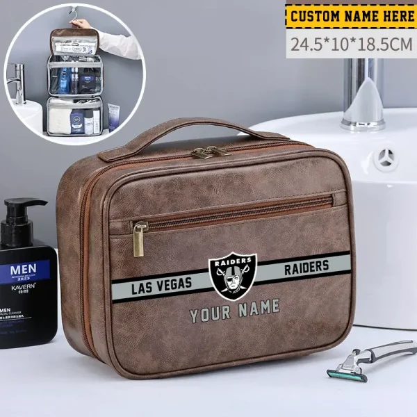 Las Vegas Raiders Leather Wash Bag Travel Business Trips 2025 SPTMLWBTBT049