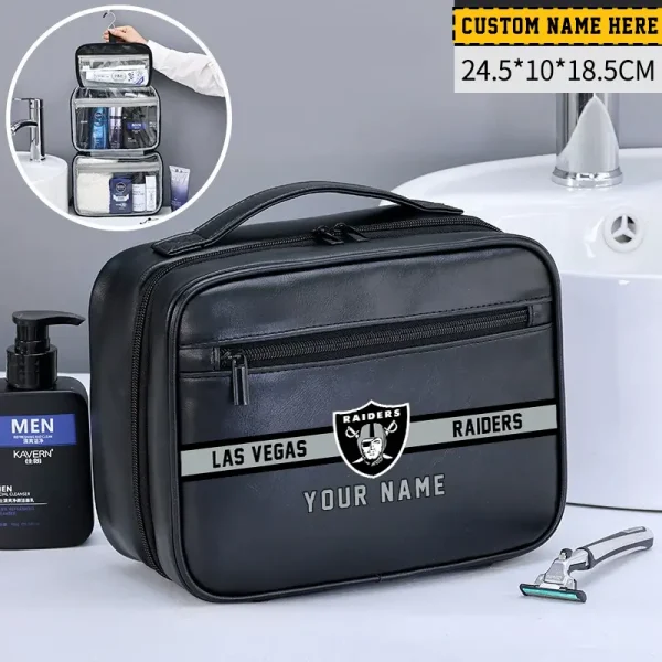 Las Vegas Raiders Leather Wash Bag Travel Business Trips 2025 SPTMLWBTBT049 - Image 2