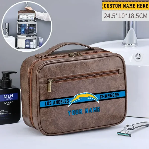 Los Angeles Chargers Leather Wash Bag Travel Business Trips 2025 SPTMLWBTBT050
