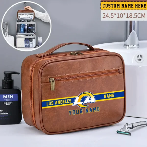 Los Angeles Rams Leather Wash Bag Travel Business Trips 2025 SPTMLWBTBT051 - Image 3