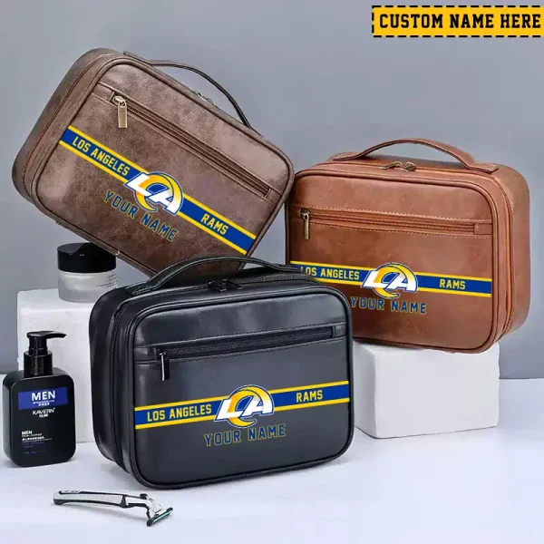 Los Angeles Rams Leather Wash Bag Travel Business Trips 2025 SPTMLWBTBT051 - Image 4