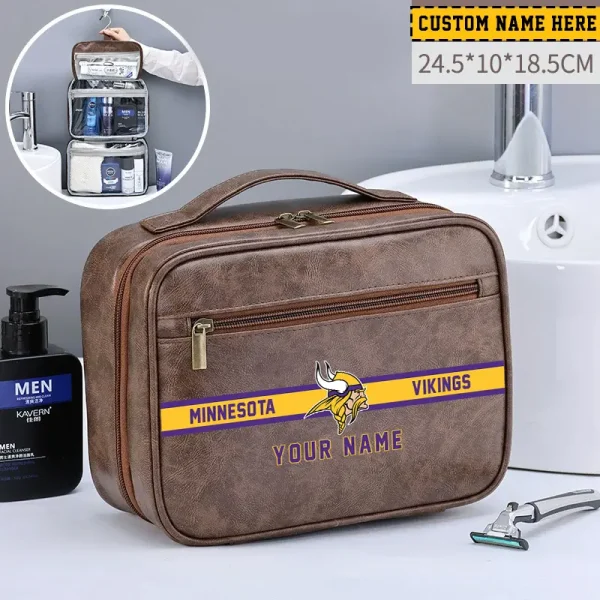 Minnesota Vikings Leather Wash Bag Travel Business Trips 2025 SPTMLWBTBT053
