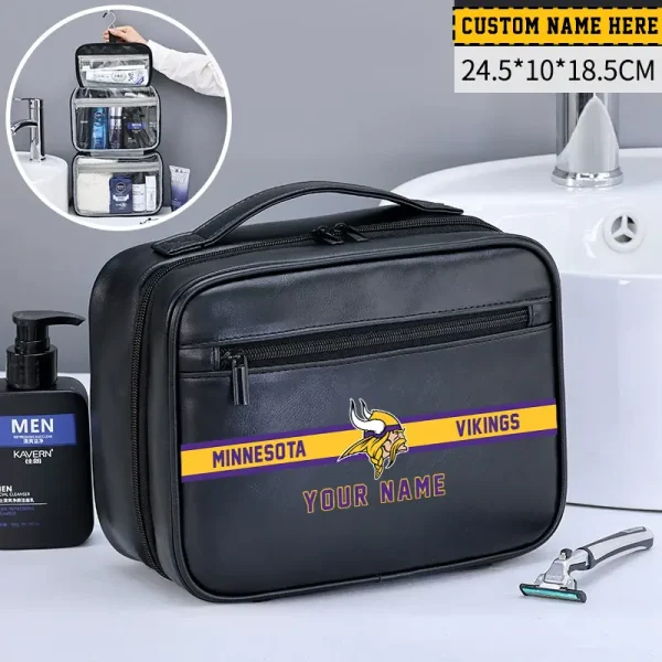 Minnesota Vikings Leather Wash Bag Travel Business Trips 2025 SPTMLWBTBT053 - Image 2