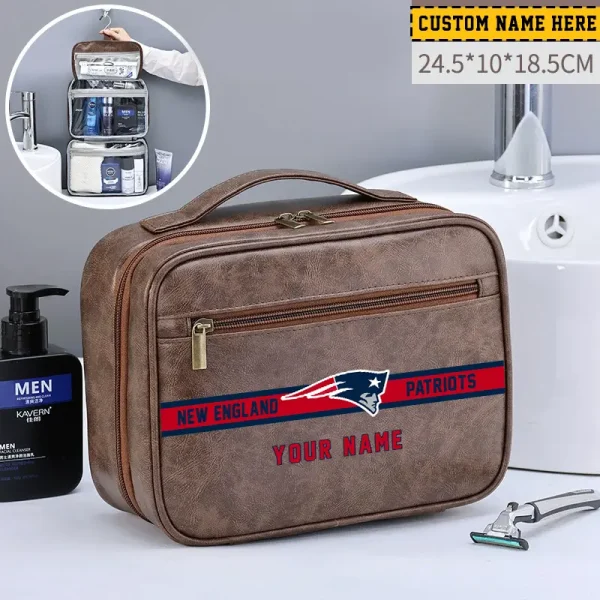 New England Patriots Leather Wash Bag Travel Business Trips 2025 SPTMLWBTBT054