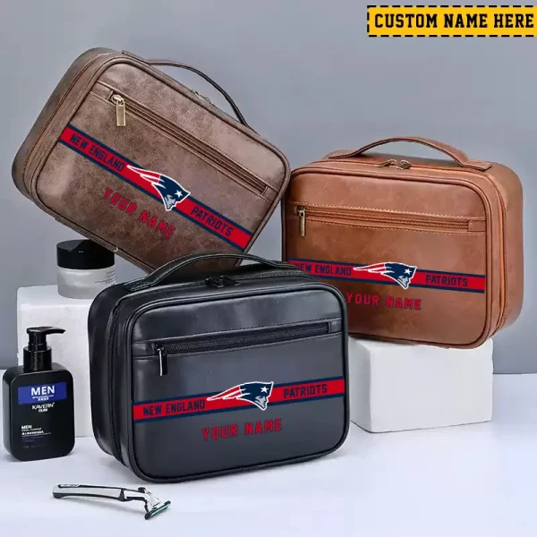 New England Patriots Leather Wash Bag Travel Business Trips 2025 SPTMLWBTBT054 - Image 2
