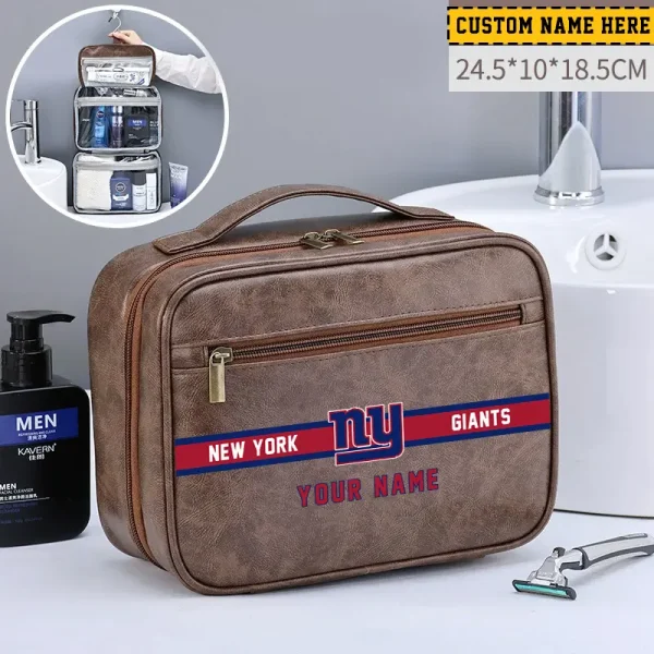 New York Giants Leather Wash Bag Travel Business Trips 2025 SPTMLWBTBT056