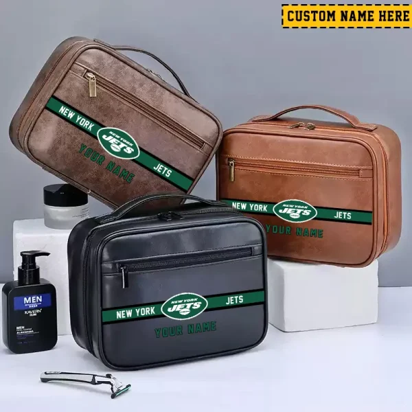 New York Jets Leather Wash Bag Travel Business Trips 2025 SPTMLWBTBT057 - Image 3