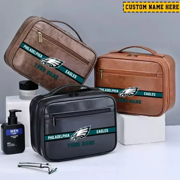 Philadelphia Eagles Leather Wash Bag Travel Business Trips 2025 SPTMLWBTBT058