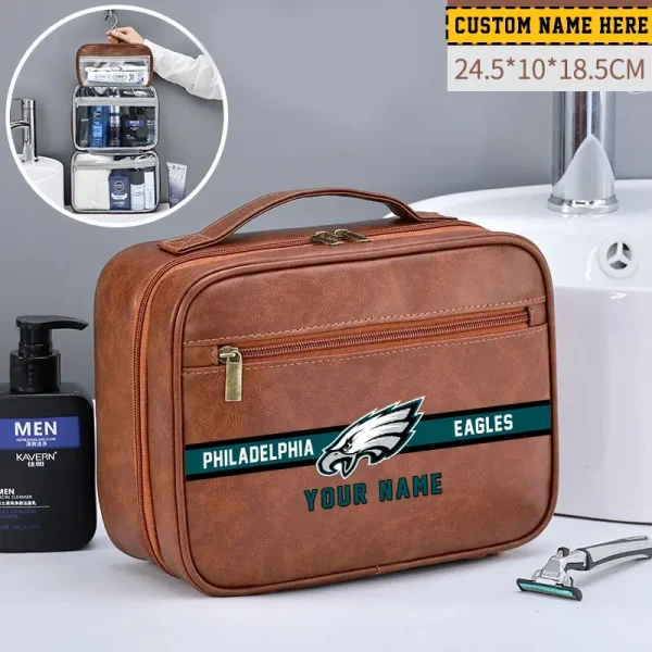 Philadelphia Eagles Leather Wash Bag Travel Business Trips 2025 SPTMLWBTBT058 - Image 2