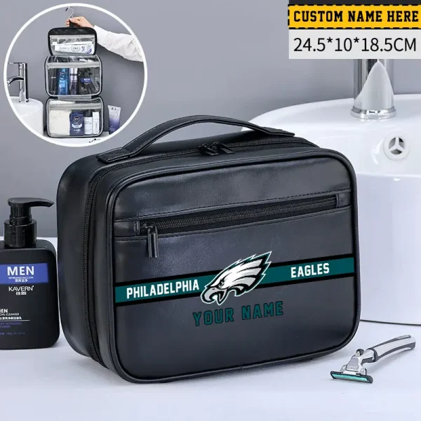 Philadelphia Eagles Leather Wash Bag Travel Business Trips 2025 SPTMLWBTBT058 - Image 3
