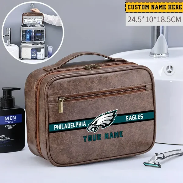 Philadelphia Eagles Leather Wash Bag Travel Business Trips 2025 SPTMLWBTBT058 - Image 4