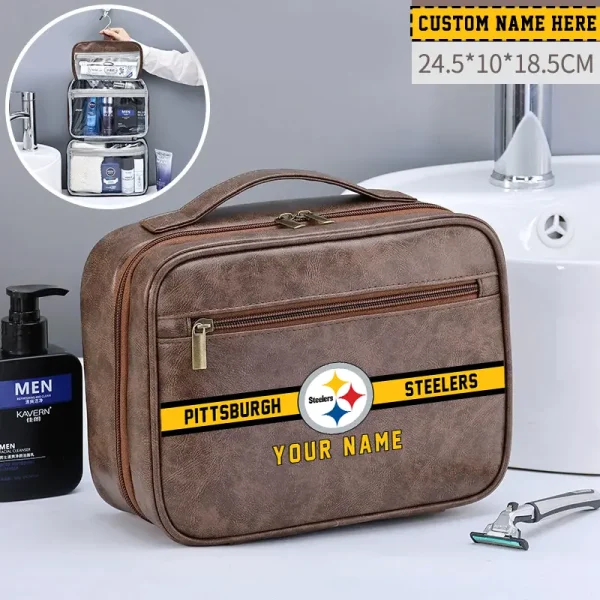 Pittsburgh Steelers Leather Wash Bag Travel Business Trips 2025 SPTMLWBTBT059