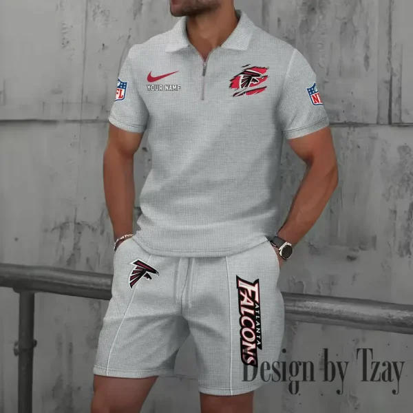Atlanta Falcons New Summer Waffle Zip-up Lapel Short-Sleeve Suit Sets SPTWZSSSTS002