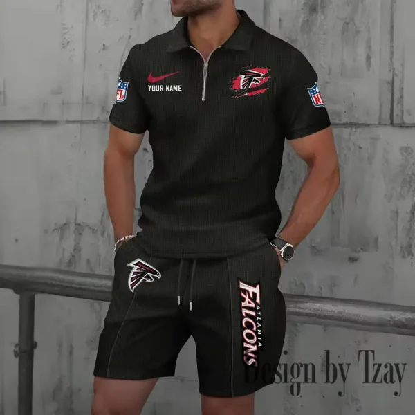 Atlanta Falcons New Summer Waffle Zip-up Lapel Short-Sleeve Suit Sets SPTWZSSSTS002 - Image 2