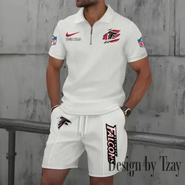 Atlanta Falcons New Summer Waffle Zip-up Lapel Short-Sleeve Suit Sets SPTWZSSSTS002 - Image 4