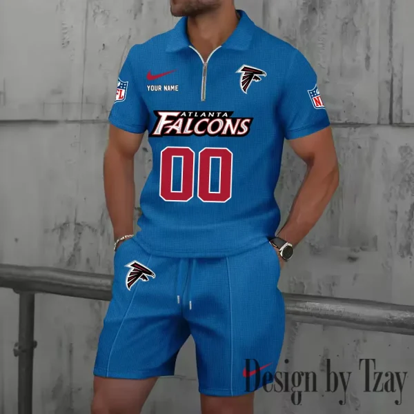 Atlanta Falcons New Summer Waffle Zip-up Lapel Short-Sleeve Suit Sets SPTWZSSSTS034