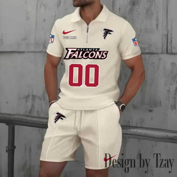 Atlanta Falcons New Summer Waffle Zip-up Lapel Short-Sleeve Suit Sets SPTWZSSSTS034 - Image 2