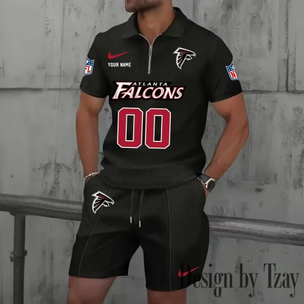 Atlanta Falcons New Summer Waffle Zip-up Lapel Short-Sleeve Suit Sets SPTWZSSSTS034 - Image 3