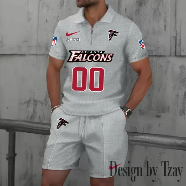Atlanta Falcons New Summer Waffle Zip-up Lapel Short-Sleeve Suit Sets SPTWZSSSTS034 - Image 4