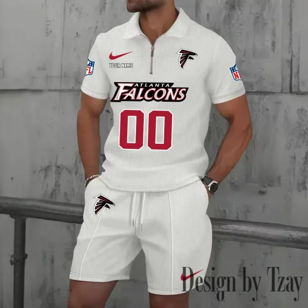 Atlanta Falcons New Summer Waffle Zip-up Lapel Short-Sleeve Suit Sets SPTWZSSSTS034 - Image 5