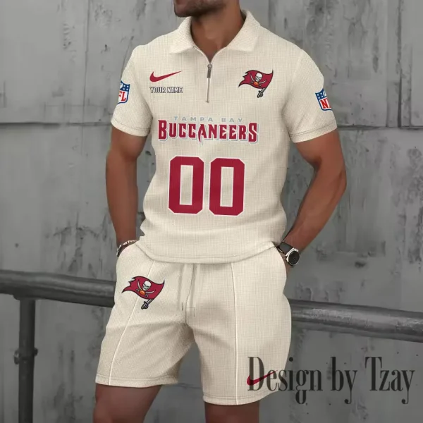 Tampa Bay Buccaneers New Summer Waffle Zip-up Lapel Short-Sleeve Suit Sets SPTWZSSSTS062