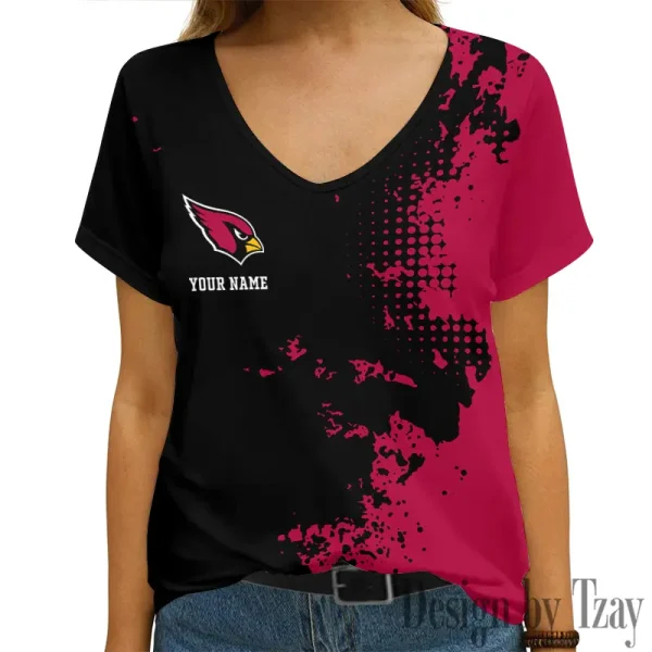Arizona Cardinals Girl Clothes Summer V-neck Short-sleeved Tees New 2025 AGCWTS1094