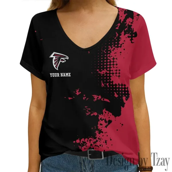 Atlanta Falcons Girl Clothes Summer V-neck Short-sleeved Tees New 2025 AGCWTS1095