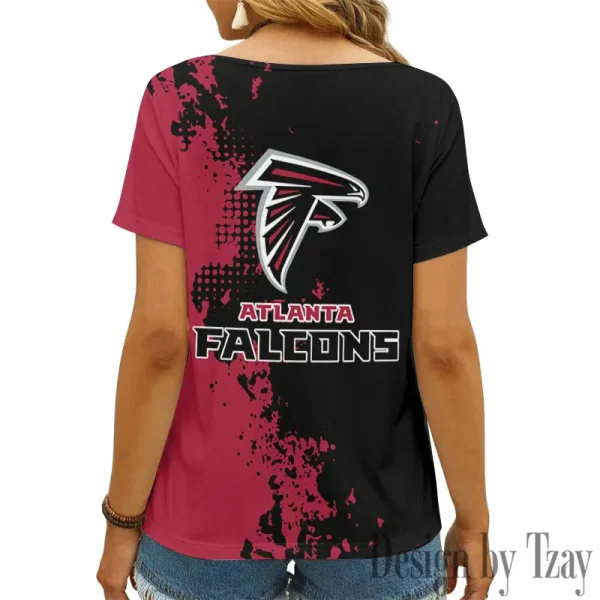 Atlanta Falcons Girl Clothes Summer V-neck Short-sleeved Tees New 2025 AGCWTS1095 - Image 2