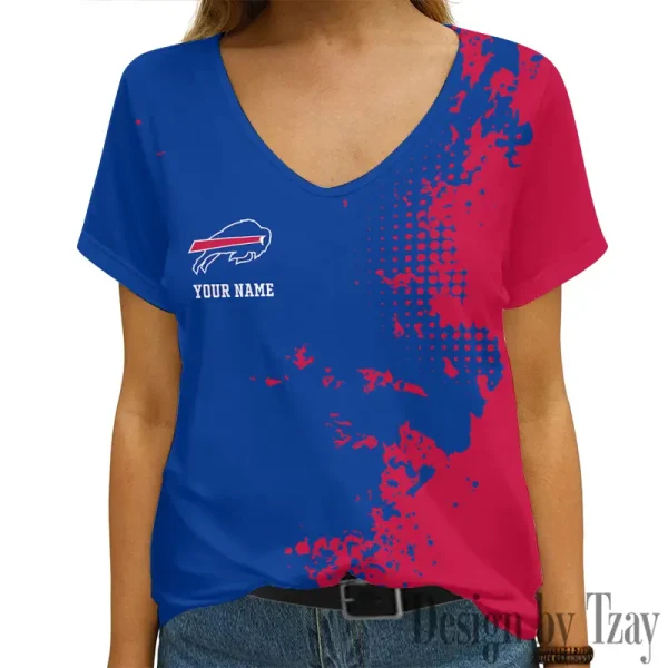 Buffalo Bills Girl Clothes Summer V-neck Short-sleeved Tees New 2025 AGCWTS1097
