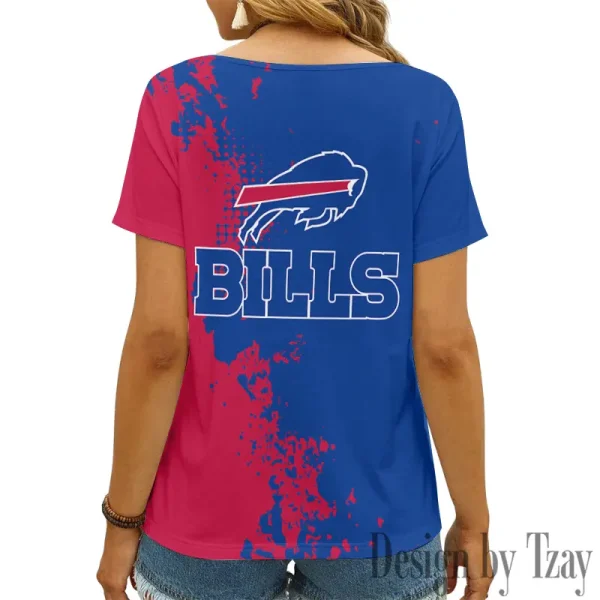 Buffalo Bills Girl Clothes Summer V-neck Short-sleeved Tees New 2025 AGCWTS1097 - Image 2