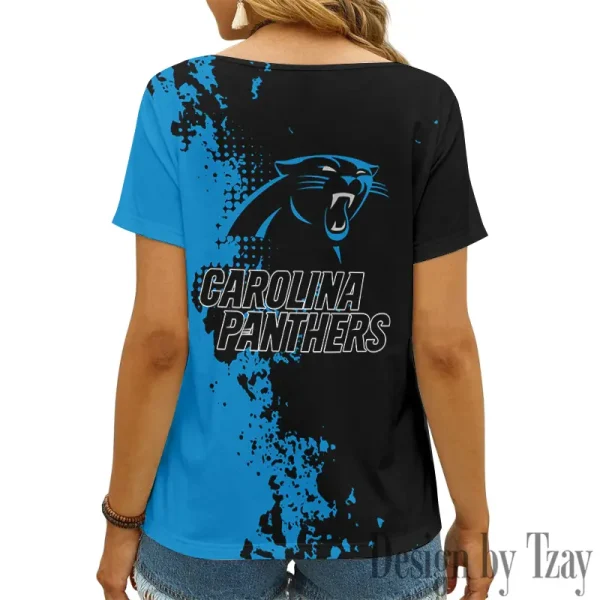 Carolina Panthers Girl Clothes Summer V-neck Short-sleeved Tees New 2025 AGCWTS1098 - Image 2