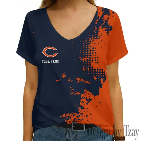 Chicago Bears Girl Clothes Summer V-neck Short-sleeved Tees New 2025 AGCWTS1099