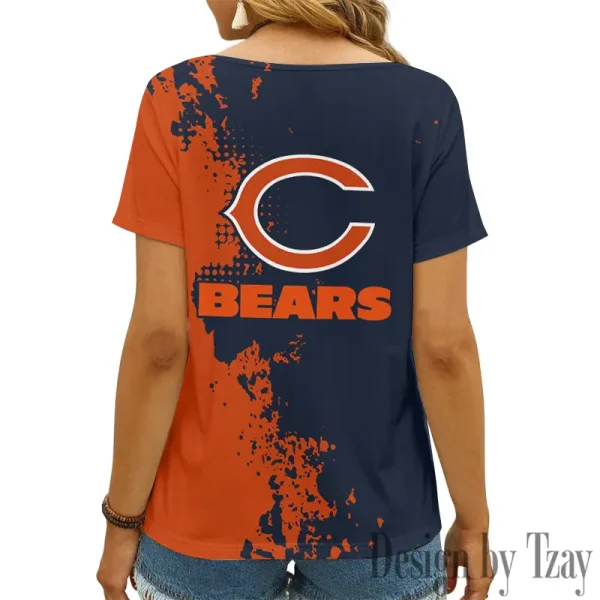 Chicago Bears Girl Clothes Summer V-neck Short-sleeved Tees New 2025 AGCWTS1099 - Image 2