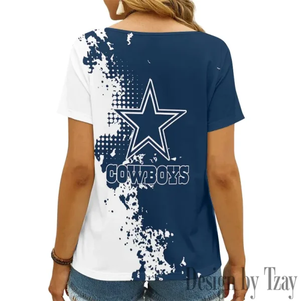 Dallas Cowboys Girl Clothes Summer V-neck Short-sleeved Tees New 2025 AGCWTS1102 - Image 2