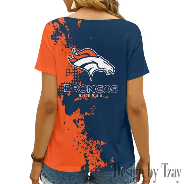 Denver Broncos Girl Clothes Summer V-neck Short-sleeved Tees New 2025 AGCWTS1103 - Image 2