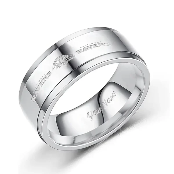 Baltimore Ravens Stainless Steel Rings Custom Your Name 2025 versions, Gifts For Fan SPTSSRTR003
