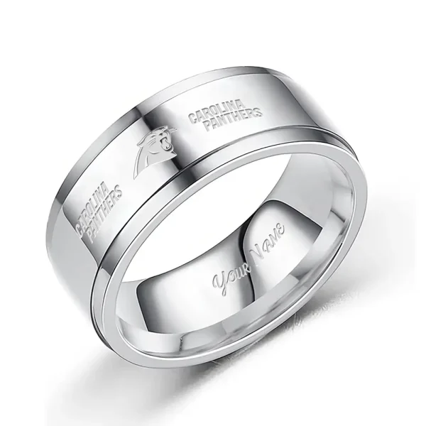 Carolina Panthers Stainless Steel Rings Custom Your Name 2025 versions, Gifts For Fan SPTSSRTR005