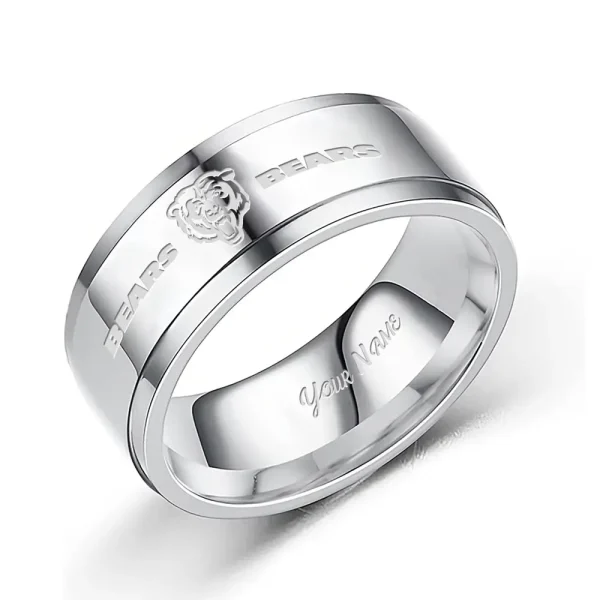 Chicago Bears Stainless Steel Rings Custom Your Name 2025 versions, Gifts For Fan SPTSSRTR006