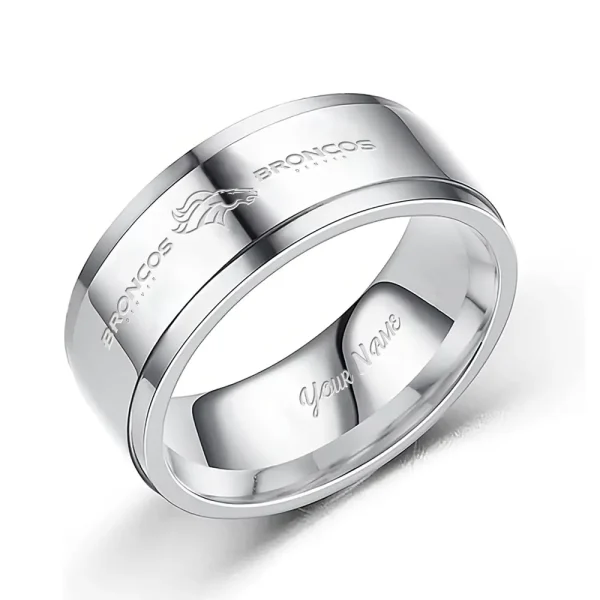 Denver Broncos Stainless Steel Rings Custom Your Name 2025 versions, Gifts For Fan SPTSSRTR010