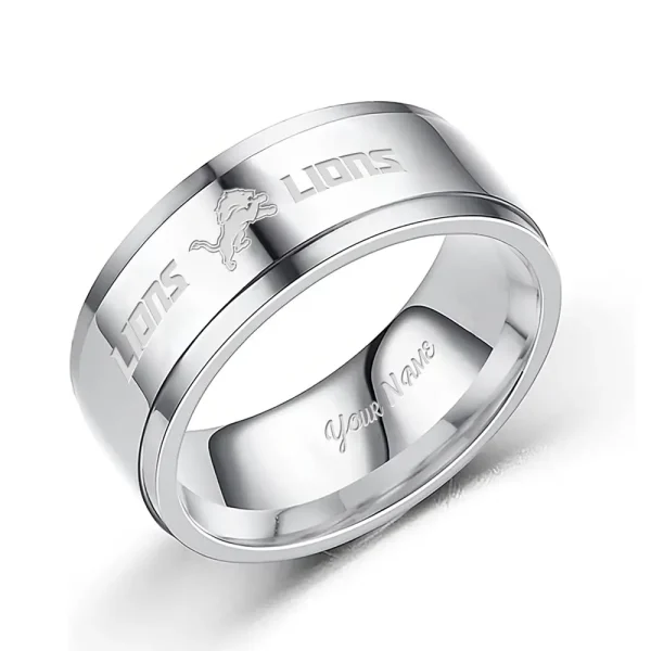 Detroit Lions Stainless Steel Rings Custom Your Name 2025 versions, Gifts For Fan SPTSSRTR011