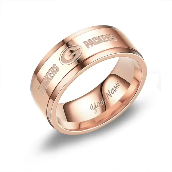Green Bay Packers Stainless Steel Rings Custom Your Name 2025 versions, Gifts For Fan SPTSSRTR012 - Image 2